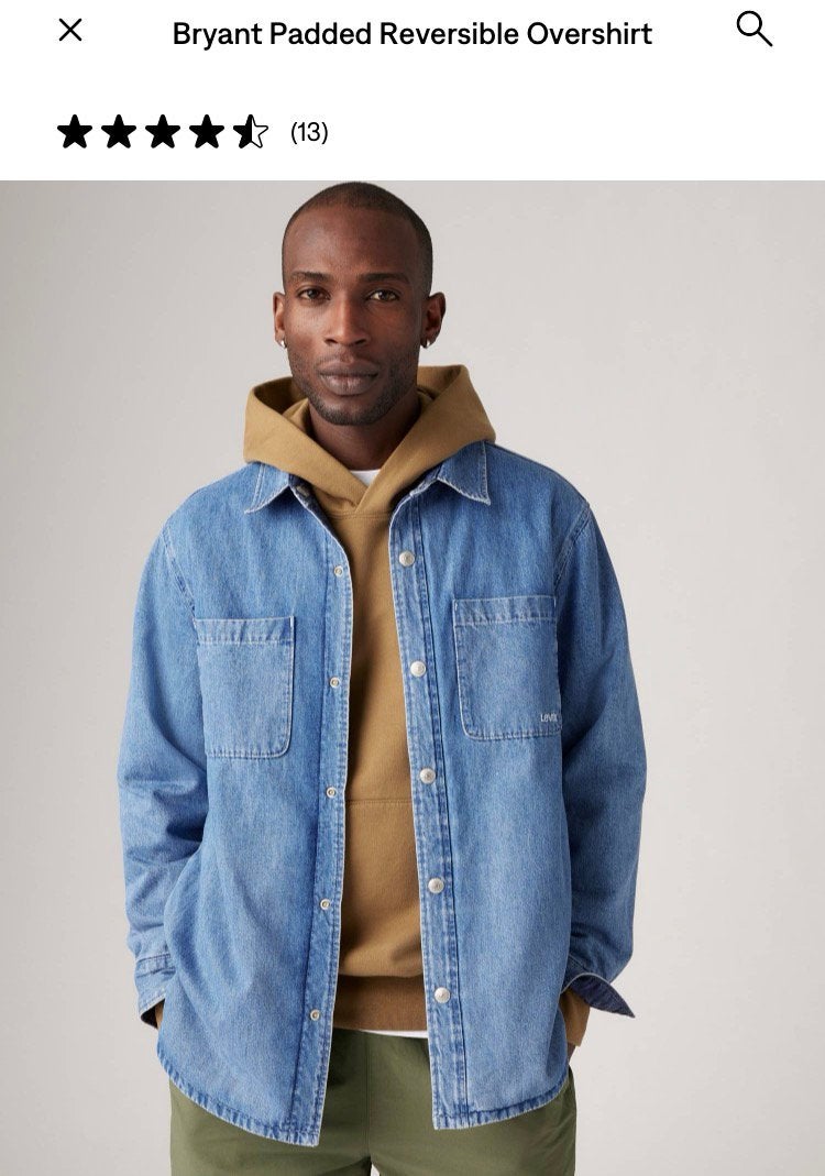 Levi’s Bryant padded overshirt overhemd jas als nieuw, Ophalen of Verzenden, Zo goed als nieuw
