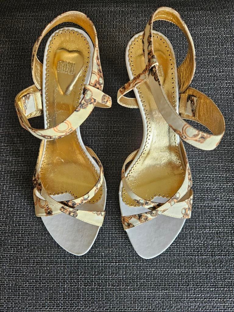 NIEUW OTAZU open sandaaltjes met hak wit/goud maat 37, Wit, Nieuw, OTAZU, Sandalen of Muiltjes