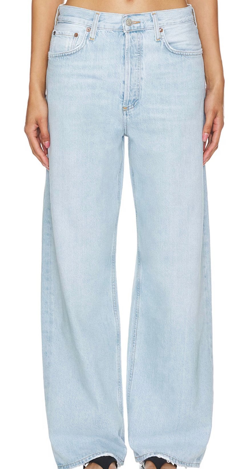 Agolde jeans model low slung baggy lichtblauw 28, Verzenden, Nieuw, Blauw, W28 - W29 (confectie 36)