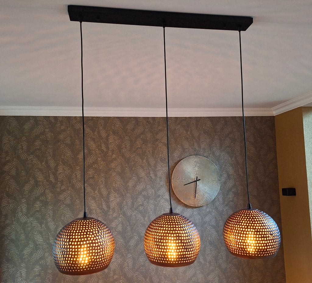 Hanglamp 3 lichten, Ophalen, E27 (groot), Zo goed als nieuw, Metaal