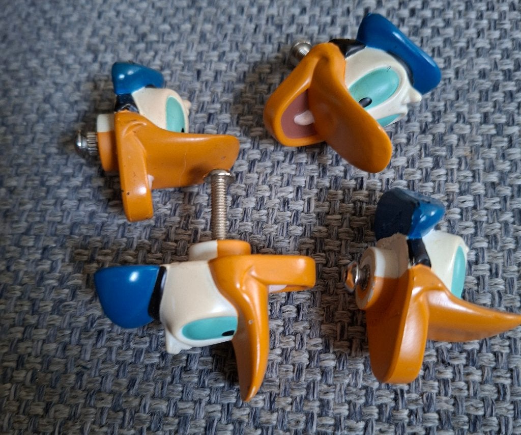 4 Deurknoppen Donald Duck, Ophalen of Verzenden, Donald Duck, Zo goed als nieuw, Beeldje of Figuurtje