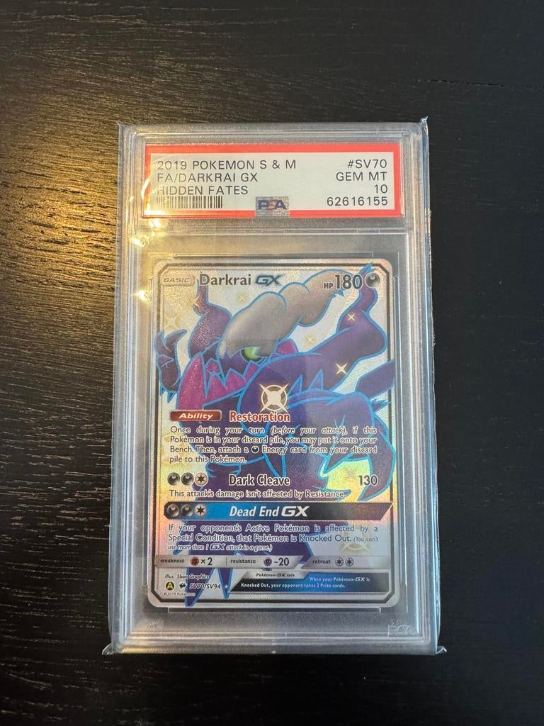 Pokemon Darkrai GX Hidden Fates #SV70 PSA 10, Ophalen of Verzenden, Nieuw, Losse kaart, Foil