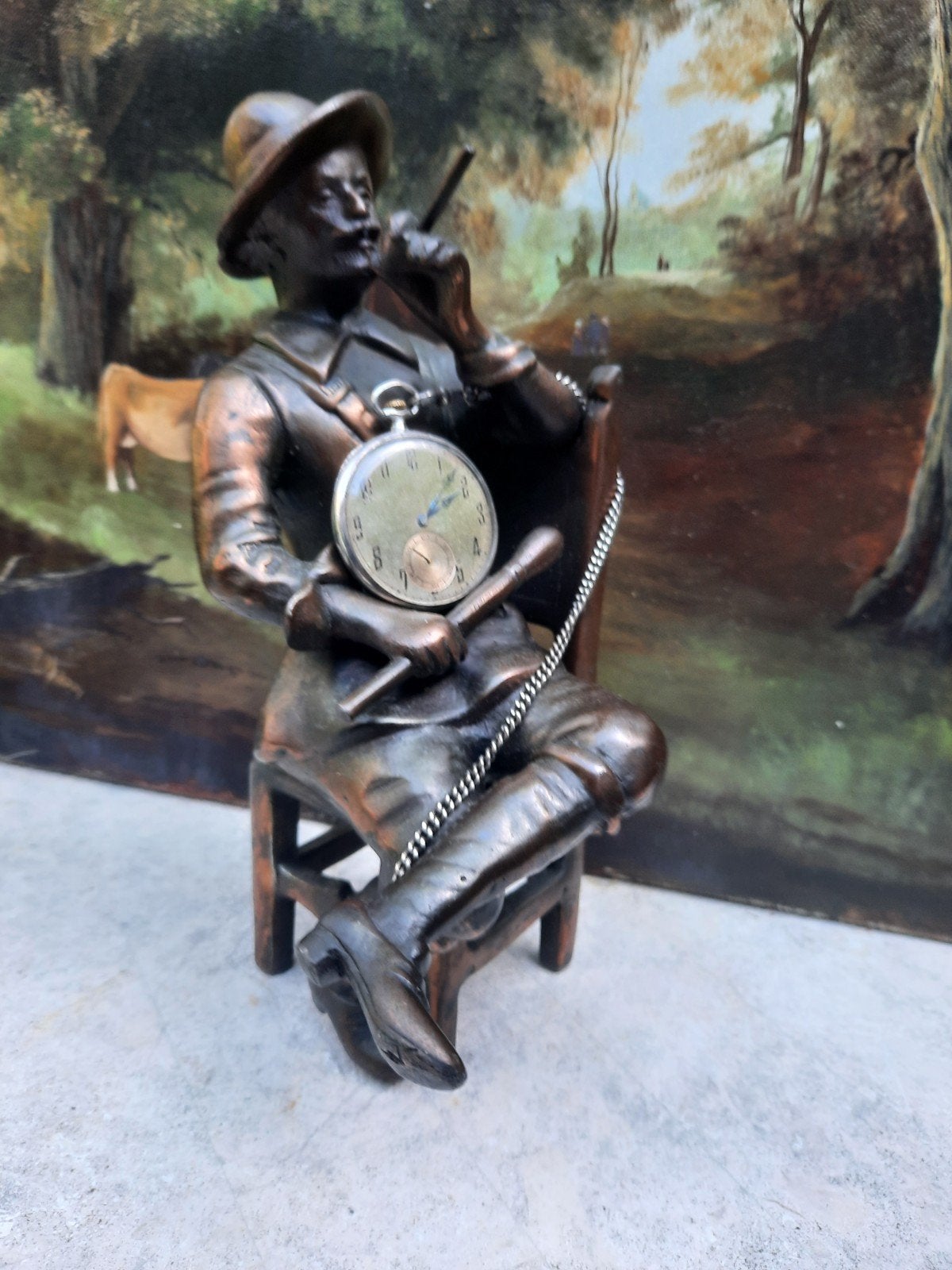Uniek beeldje van president Roosevelt - Zakhorloge standaard, Ophalen of Verzenden