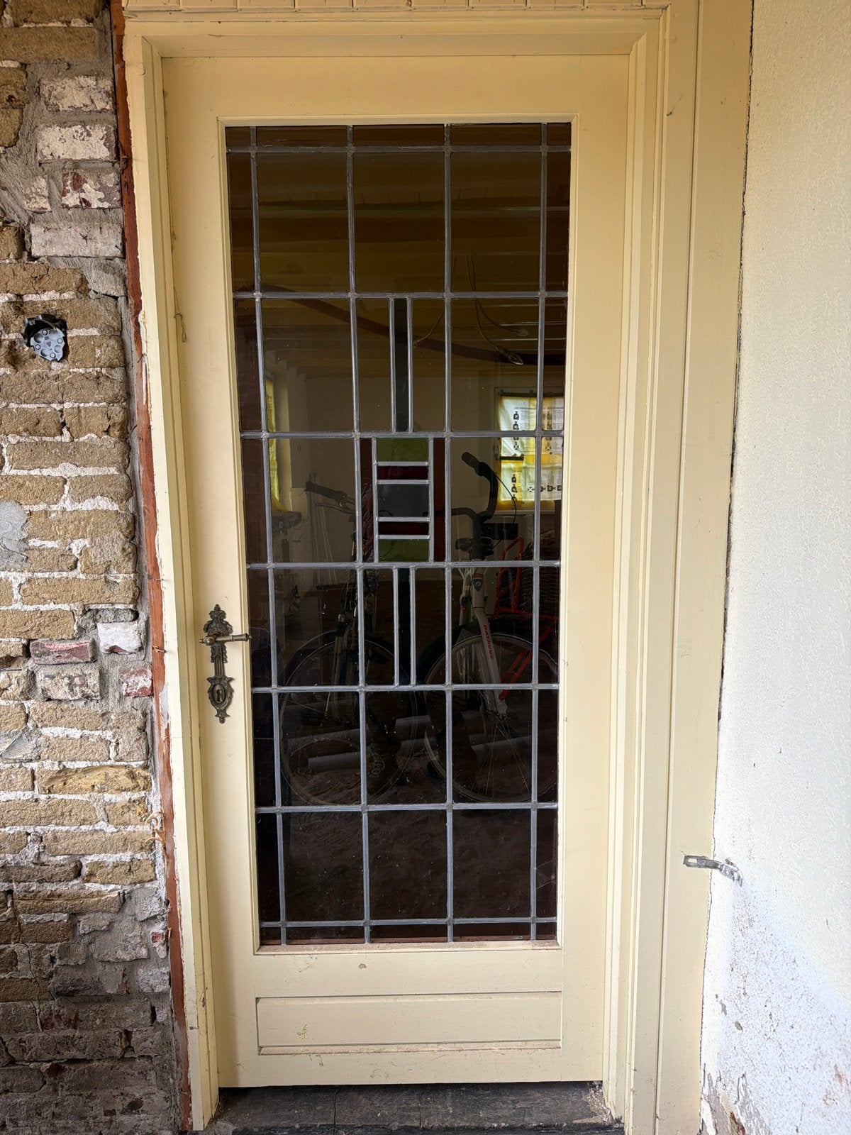 Deur met glas-in-lood, Ophalen, Gebruikt, 80 tot 100 cm, Buitendeur