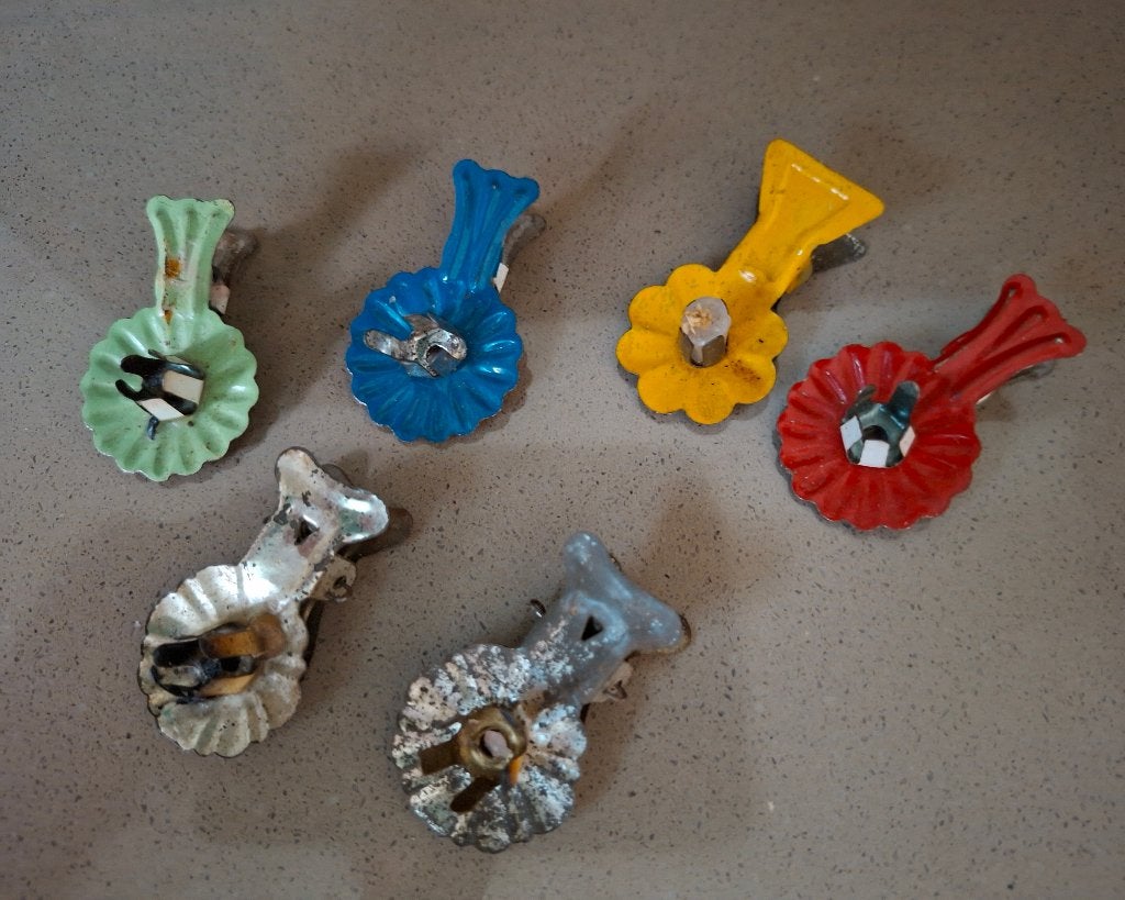 6 kaarsenhouders - knijpers - vintage - voor kerstboom, Diversen, Ophalen of Verzenden, Gebruikt