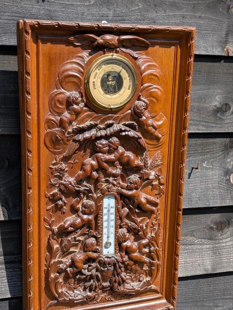 Antieke barometer hout. 65x35 cm. €245, Antiek en Kunst, Antiek | Gereedschap en Instrumenten, Ophalen