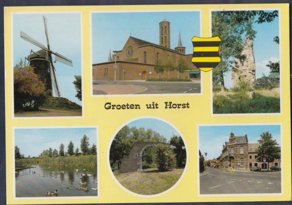 Horst Molen Meterik Lambertus Kerk Eendenvijver Gelopen 1986, Verzenden, 1980 tot heden, Gelopen, Limburg