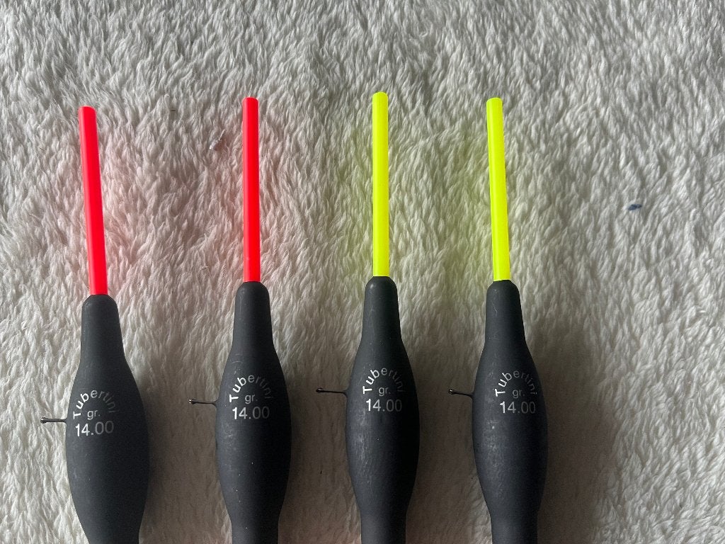 adv 73 / NIEUW set 4 dobbers TUBERTINI, Ophalen of Verzenden, Nieuw, Dobber of Lood