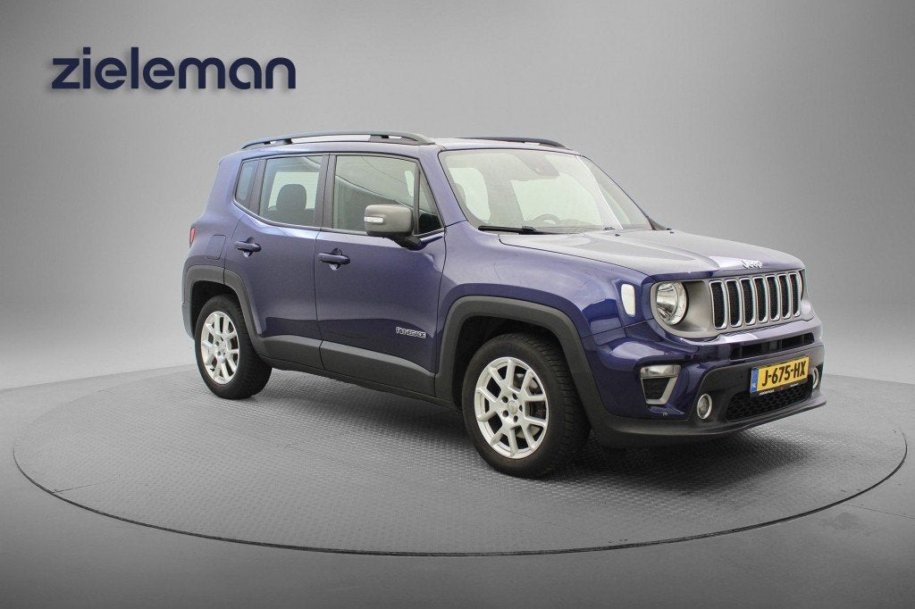 Jeep RENEGADE 1.3T Limited Automaat - Carplay, Cruise, Clima, Auto's, Gebruikt, Euro 6, 4 cilinders, Blauw