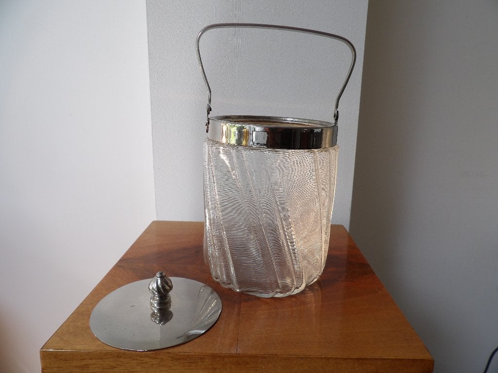 Art Deco Koekdoos, Nederland 30/40er jaren, draadglas/chroom, Antiek en Kunst, Ophalen of Verzenden