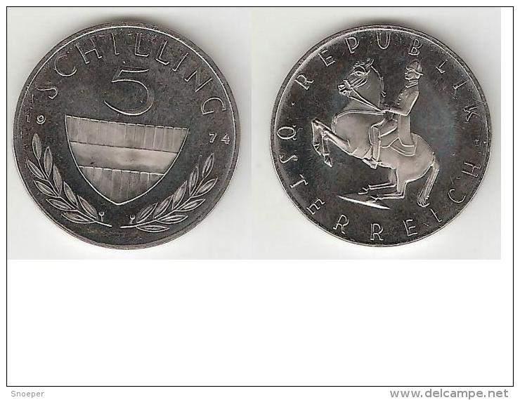 austria 5 schilling 1974 km 2889a proof, Verzenden, Oostenrijk, Losse munt