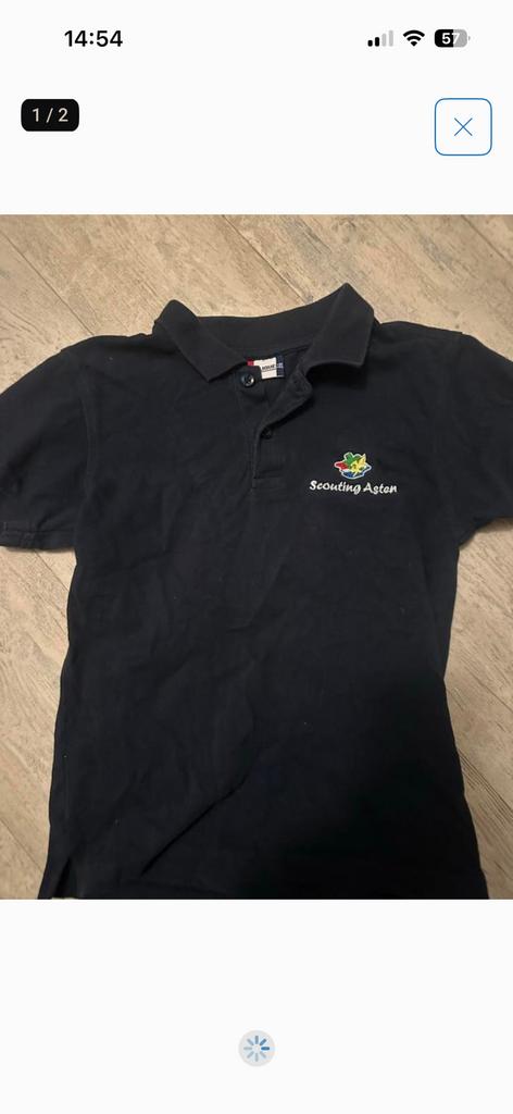 Donkerblauwe polo van Scouting Asten maat 130/140, Verzamelen, Scouting, Ophalen of Verzenden, Gebruikt, Kleding