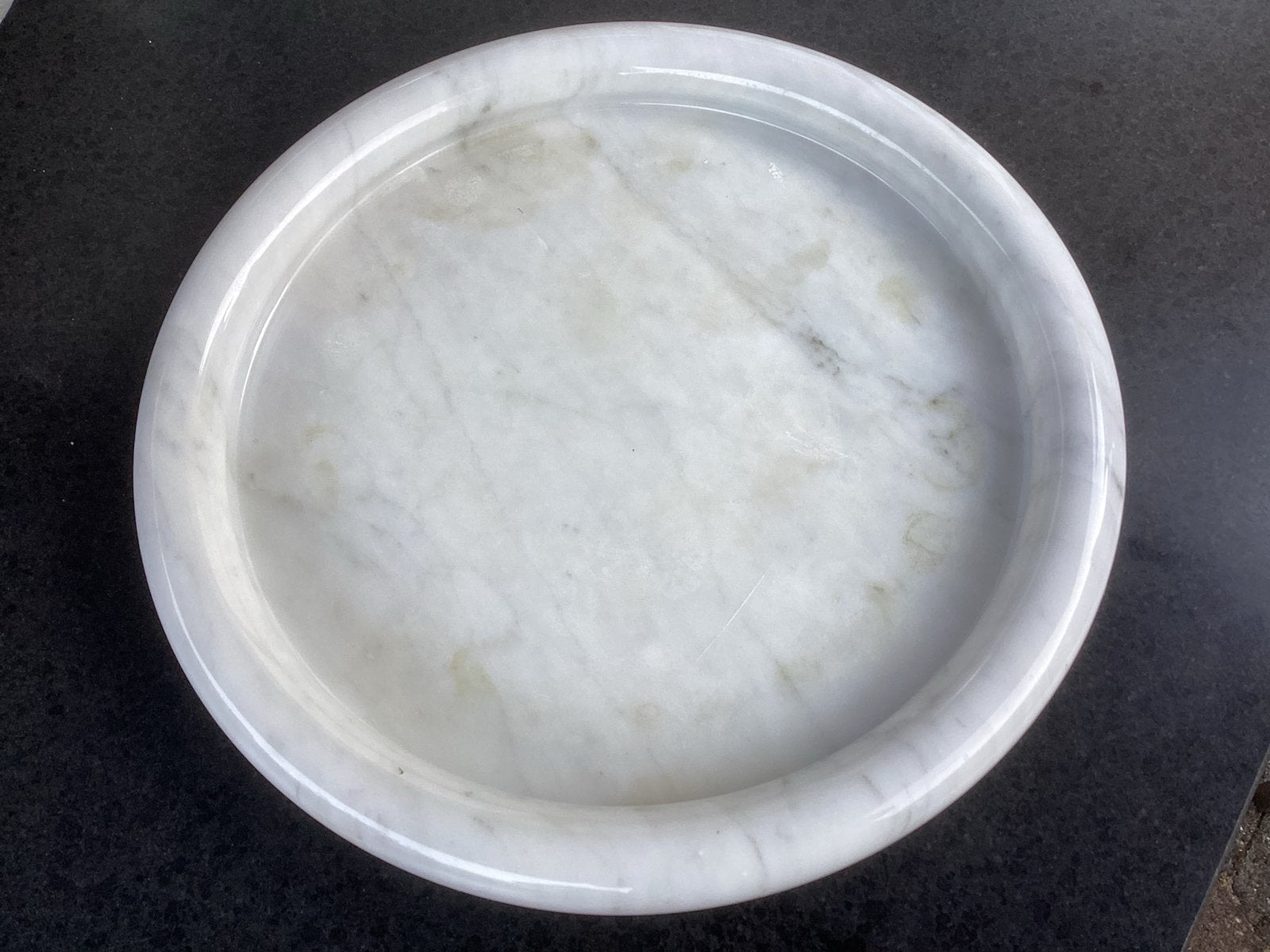 Ronde marmeren schaal - 41 cm - Fruitschaal, wit/ grijs, Ophalen