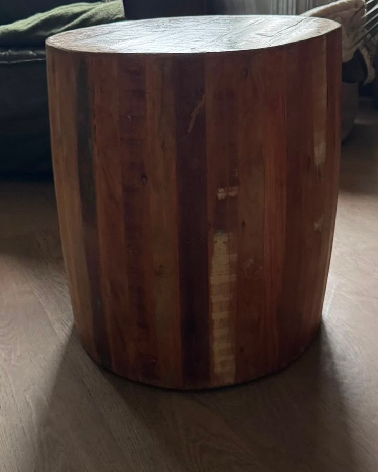 Bijzettafel tonvormig, Ophalen, Zo goed als nieuw, Rond, Kunststof