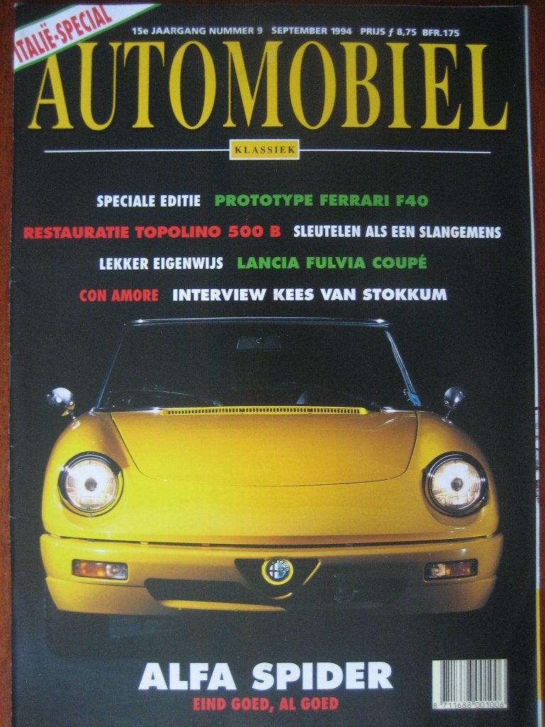 Het Automobiel 9 1994 Fiat Topolino, F40 proto, Alfa Spider, Boeken, Ophalen of Verzenden, Zo goed als nieuw, Alfa Romeo