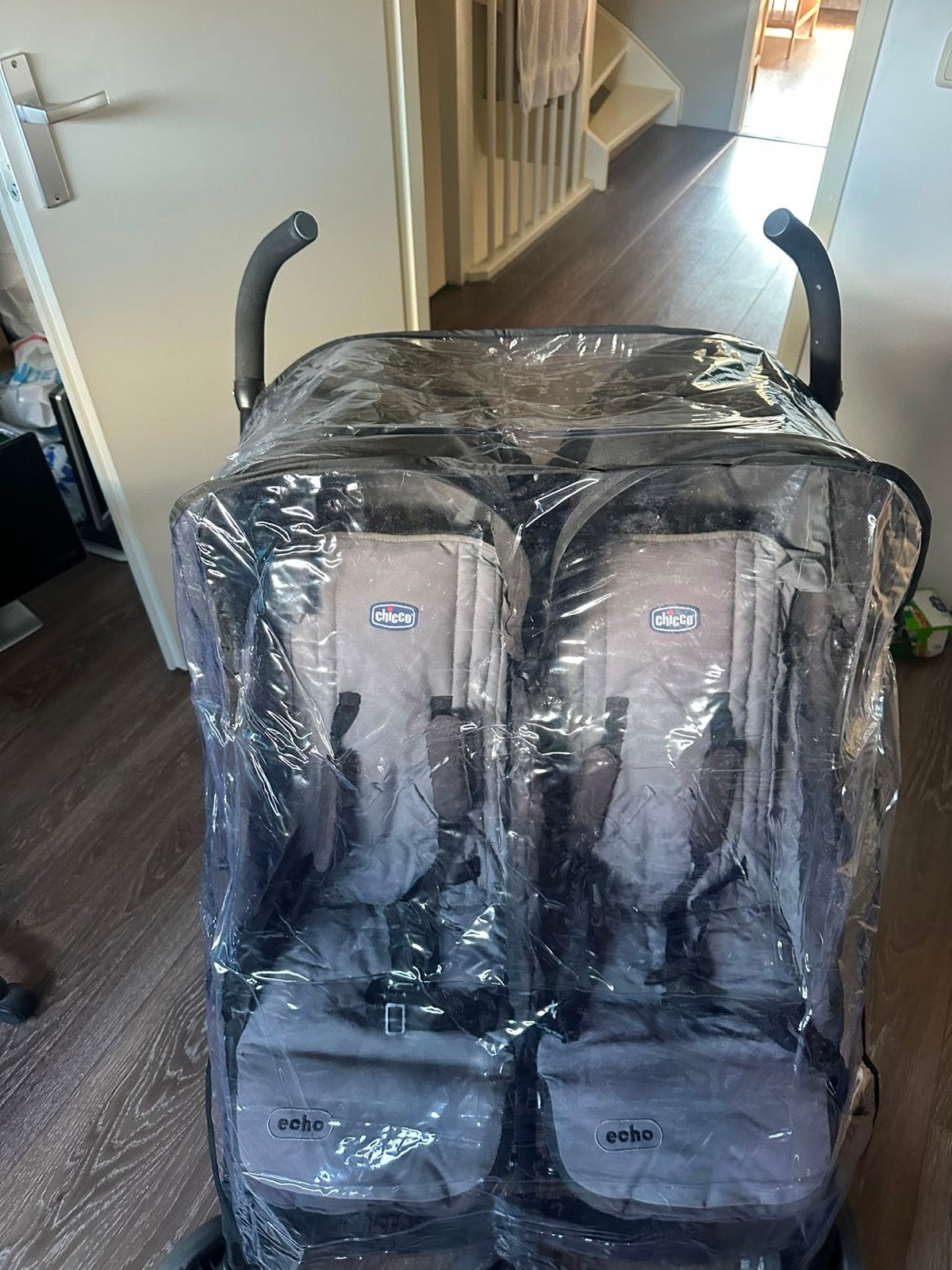 Chicco Echo Duowagen met zonnekap en regenhoes, Gebruikt, Duowagen, Ophalen, Kinderwagen