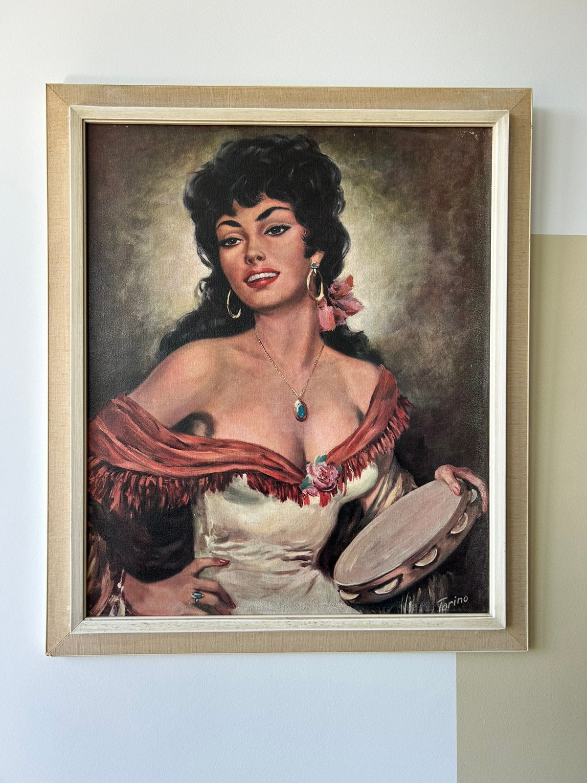 Torino Zigeunerin schilderij 58 x 68 cm, Antiek en Kunst, Kunst | Schilderijen | Klassiek, Ophalen, Paneel, Portret of Personen