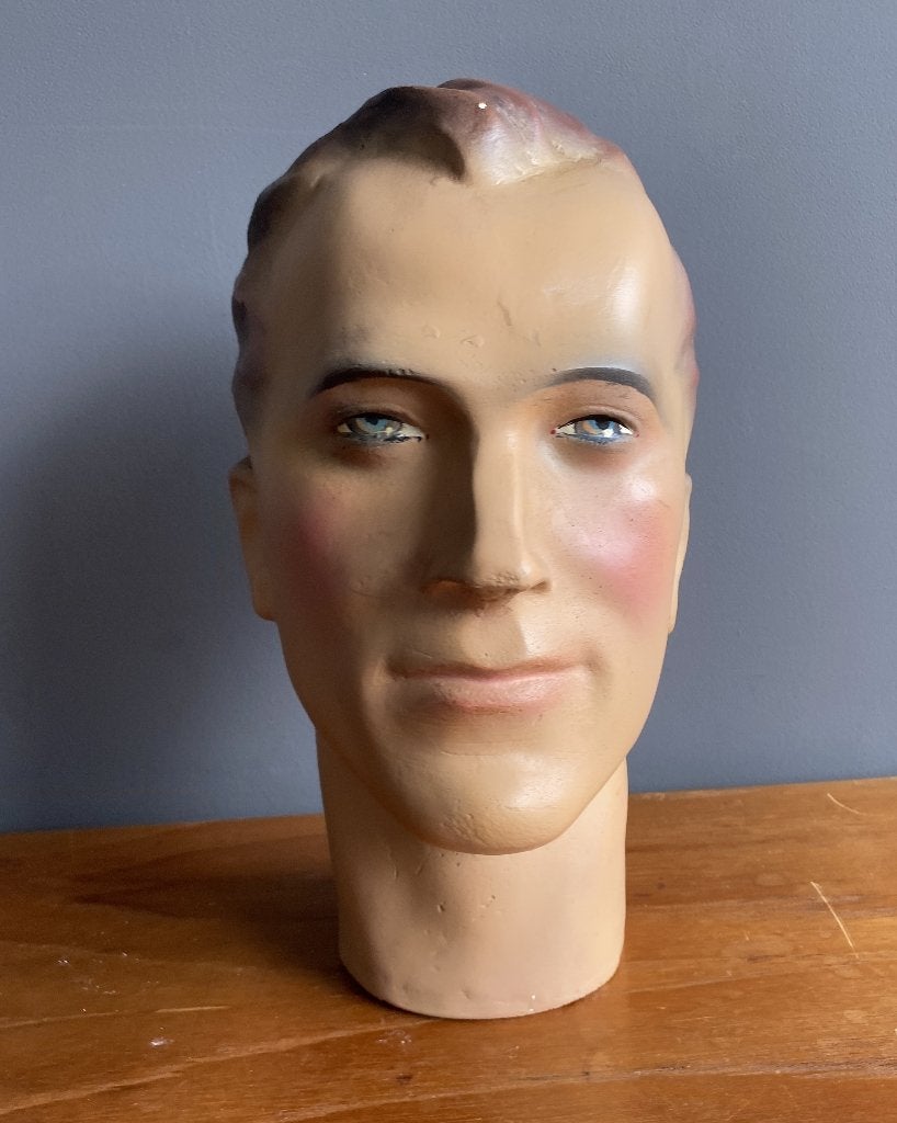 30 40 jaren nr 1 mooi mannequin heren hoofd gemaakt van gips, Verzamelen, Ophalen of Verzenden, Gebruikt