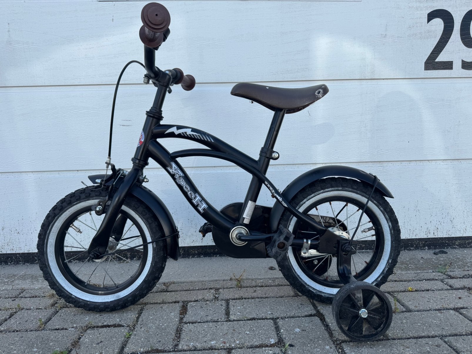 Stoere Black Cruiser Kinderfiets (12 inch) stabiel leren, Ophalen, Zo goed als nieuw, Minder dan 16 inch