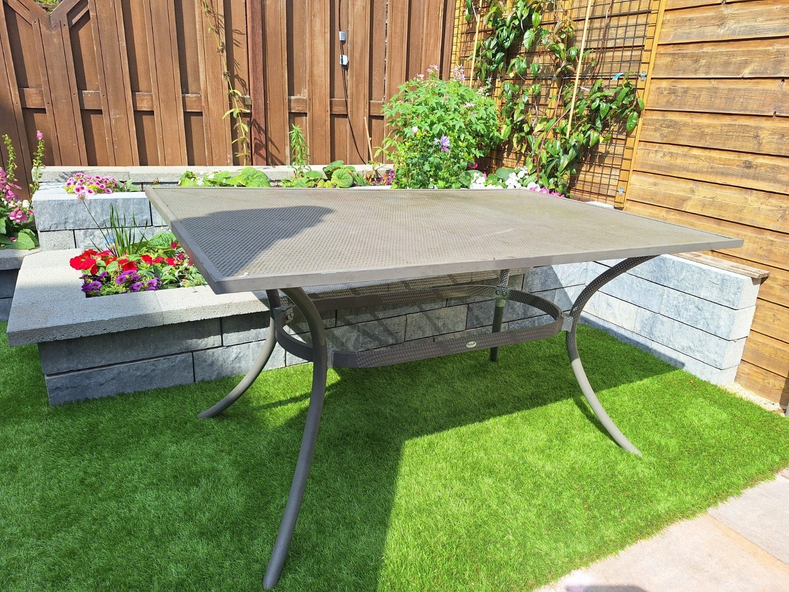 Hartman Tuintafel 140x90x72 cm - Grijs gecoat aluminium, Ophalen, Gebruikt, Rechthoekig, Aluminium