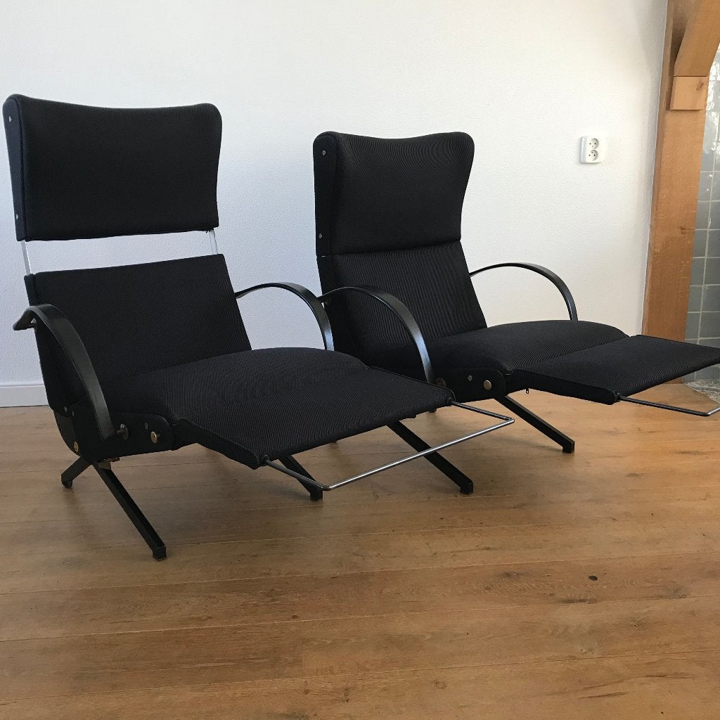 Set 2 vintage Tecno P40 lounge chairs  fauteuils, Ophalen, Gebruikt, 75 tot 100 cm, Nvt