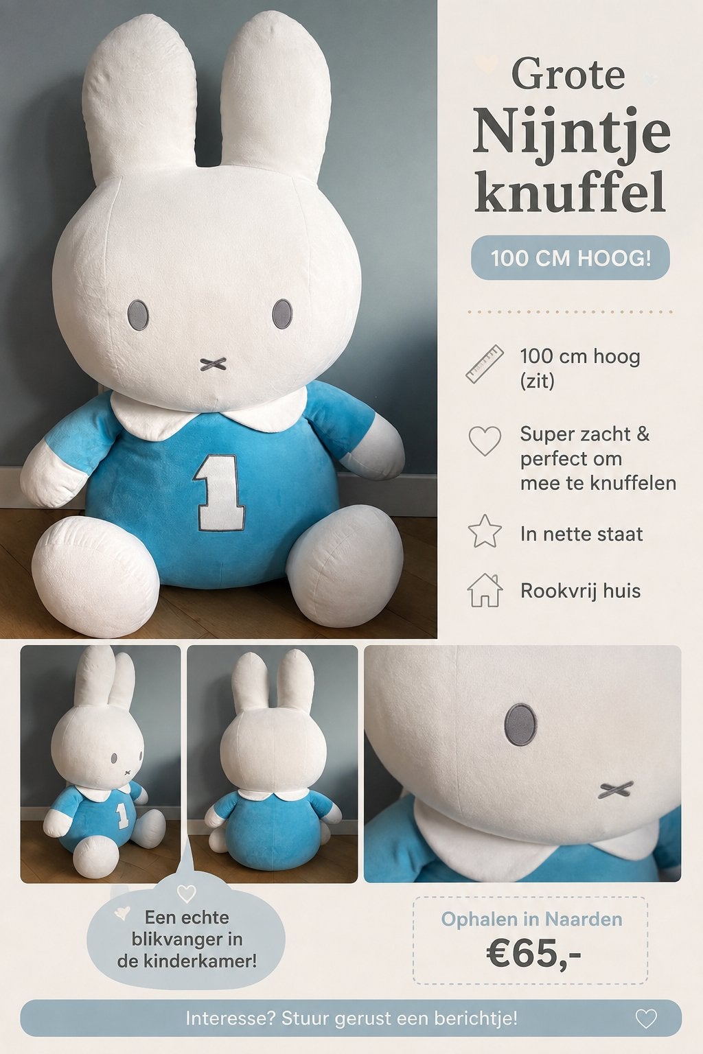 Grote Nijntje knuffel – 100 cm, Ophalen of Verzenden, Zo goed als nieuw, Konijn