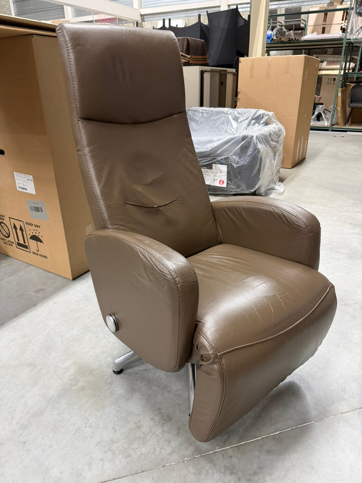 Draaifauteuil, Ophalen, Zo goed als nieuw, 50 tot 75 cm, Leer