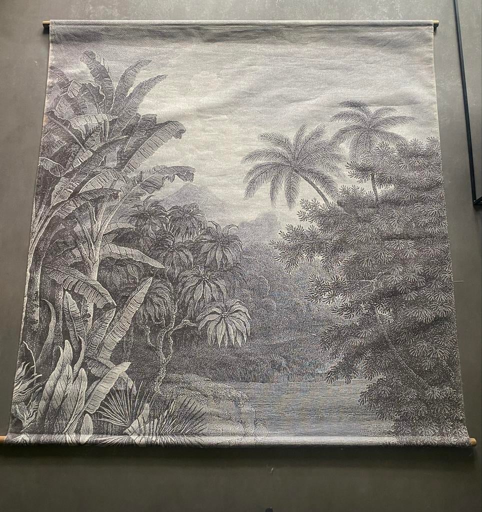HK Living wandkleed Jungle XL 150x150, Ophalen, Gebruikt, Zwart, Met ophangsysteem