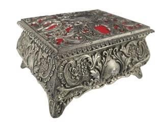 Antiek Juwelen doosje met rood fluwelen interieur 6x10x8, Ophalen of Verzenden