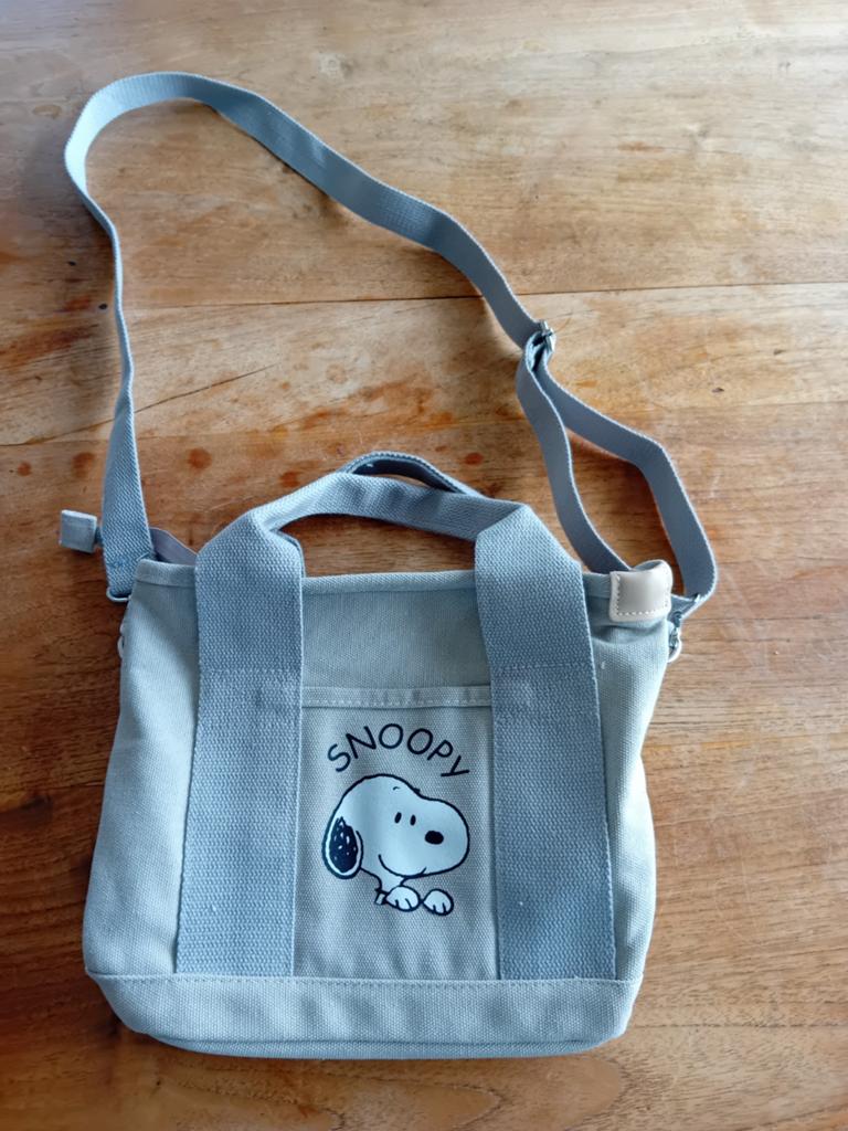 Snoopy Schoudertasje - Lichtgrijs Canvas, Ophalen of Verzenden, Gebruikt, Grijs, Schoudertasje