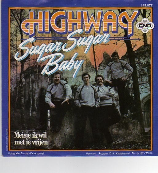 Nederpop: Highway- Sugar Sugar Baby/ Meisje ik wil vrijen, Verzenden, 7 inch, Levenslied of Smartlap, Fotohoes