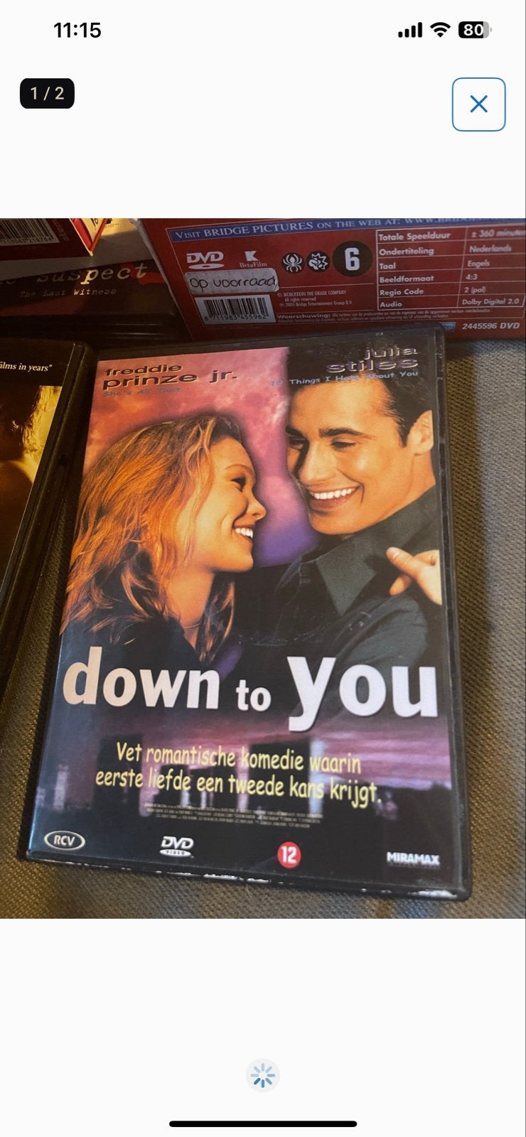 Down to You DVD - Romantische komedie met Freddie Prinze Jr., Nederlands, Ophalen of Verzenden, Vanaf 12 jaar, Gebruikt