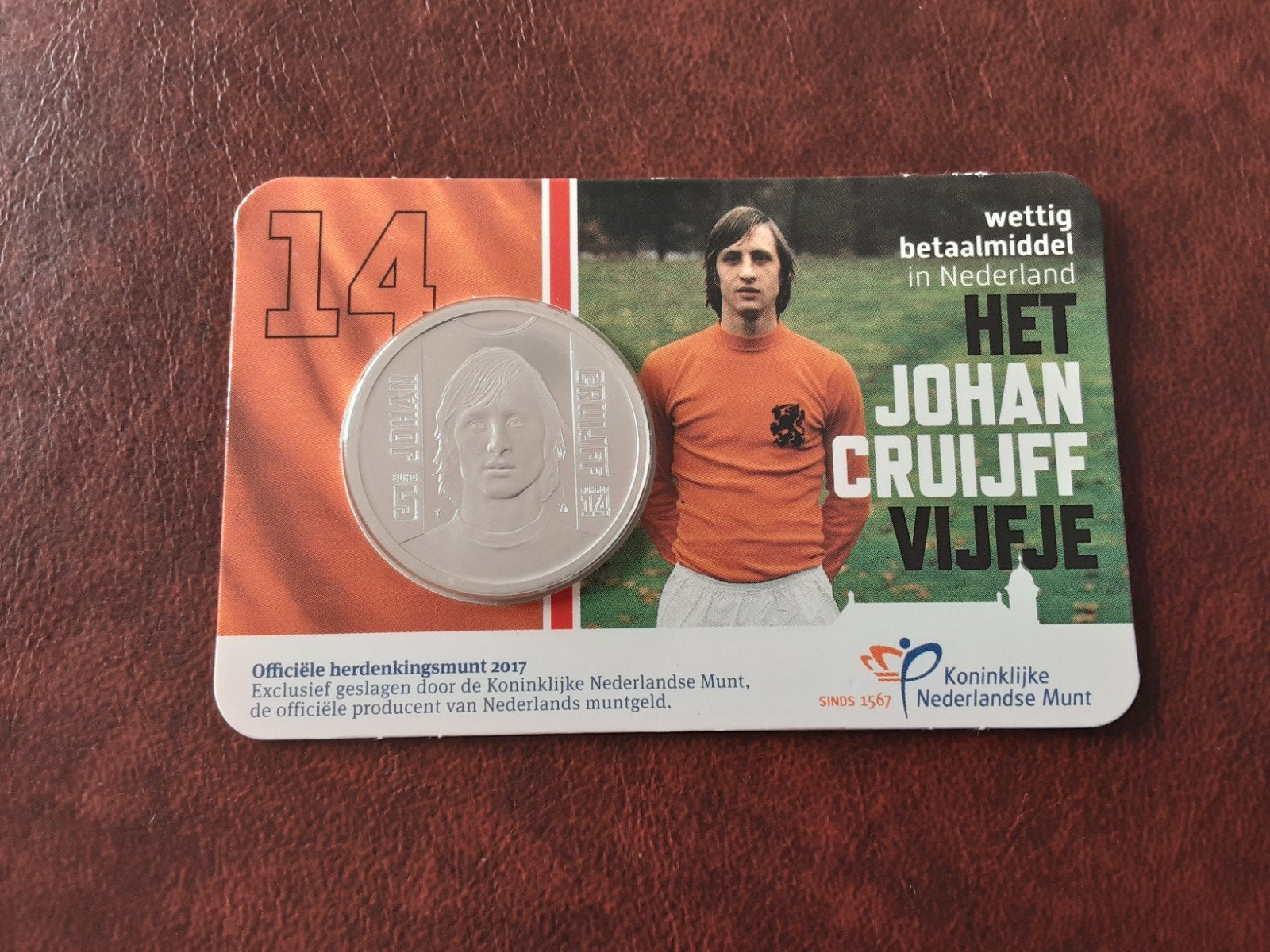 Herdenkings munt  Johan Cruyff Vijfje, Ophalen of Verzenden, Koningin Beatrix, Euro's