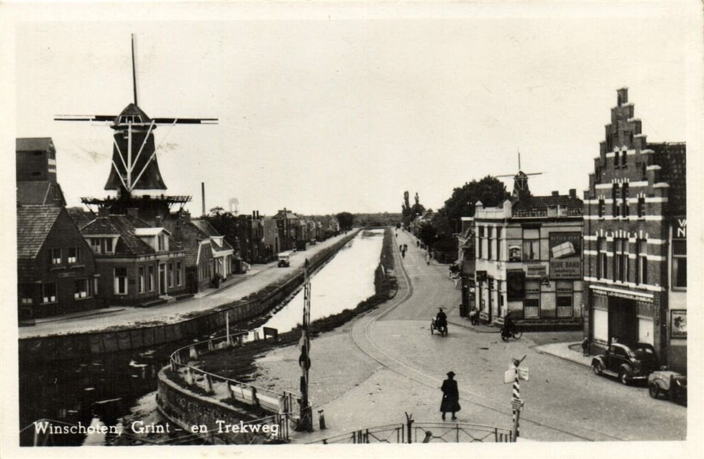 Winschoten, Grint- en Trekweg - molens - 1950 gelopen, Verzenden, 1940 tot 1960, Gelopen, Groningen