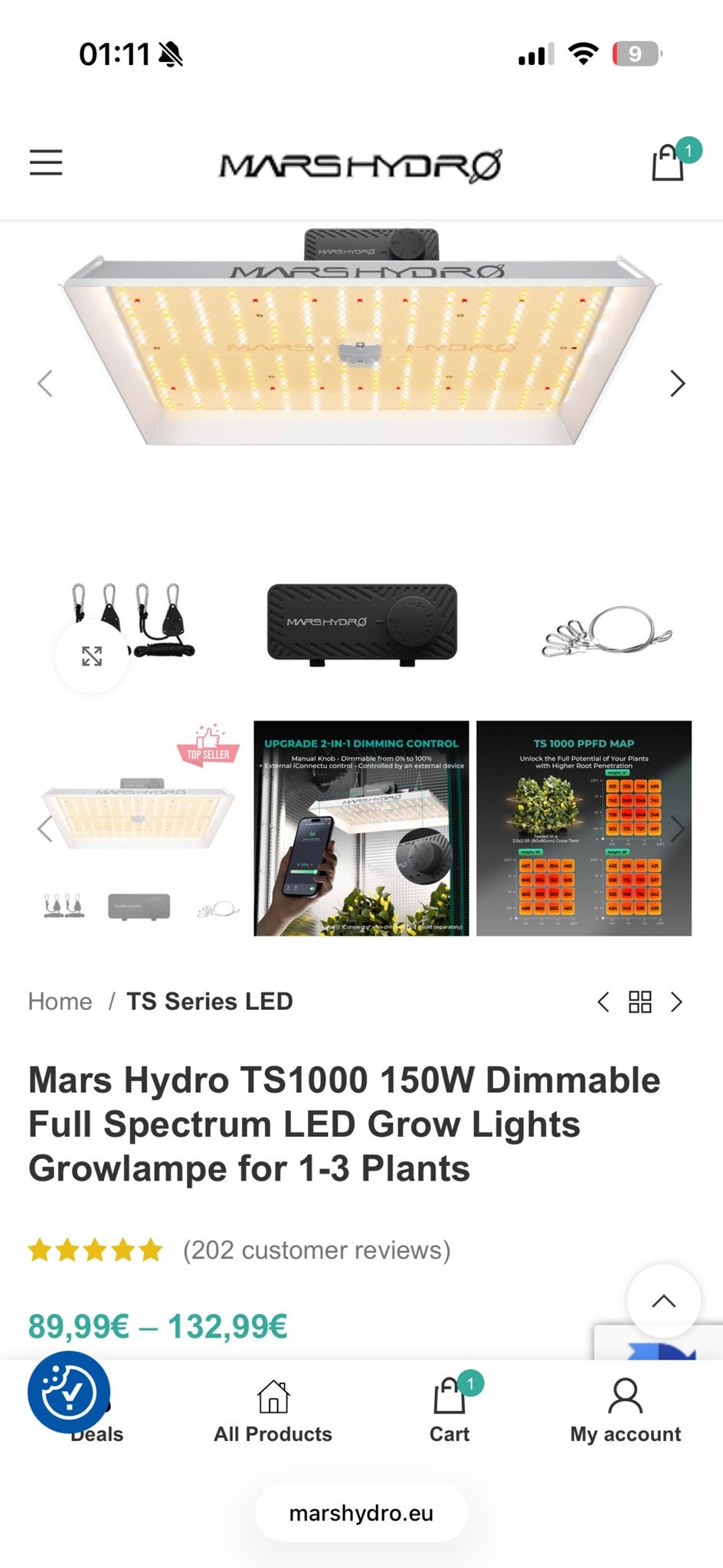 Viparspectra XS2000 & Mars Hydro TS1000 Kweeklampen, Tuin en Terras, Kweekspullen, Ophalen, Zo goed als nieuw, Kweeklamp
