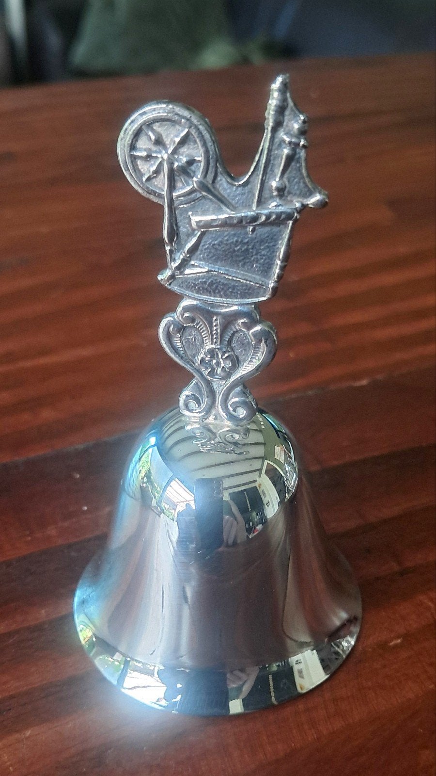 Vintage Walra verzilverde tafelbel / handbel met spinnewiel, Ophalen of Verzenden