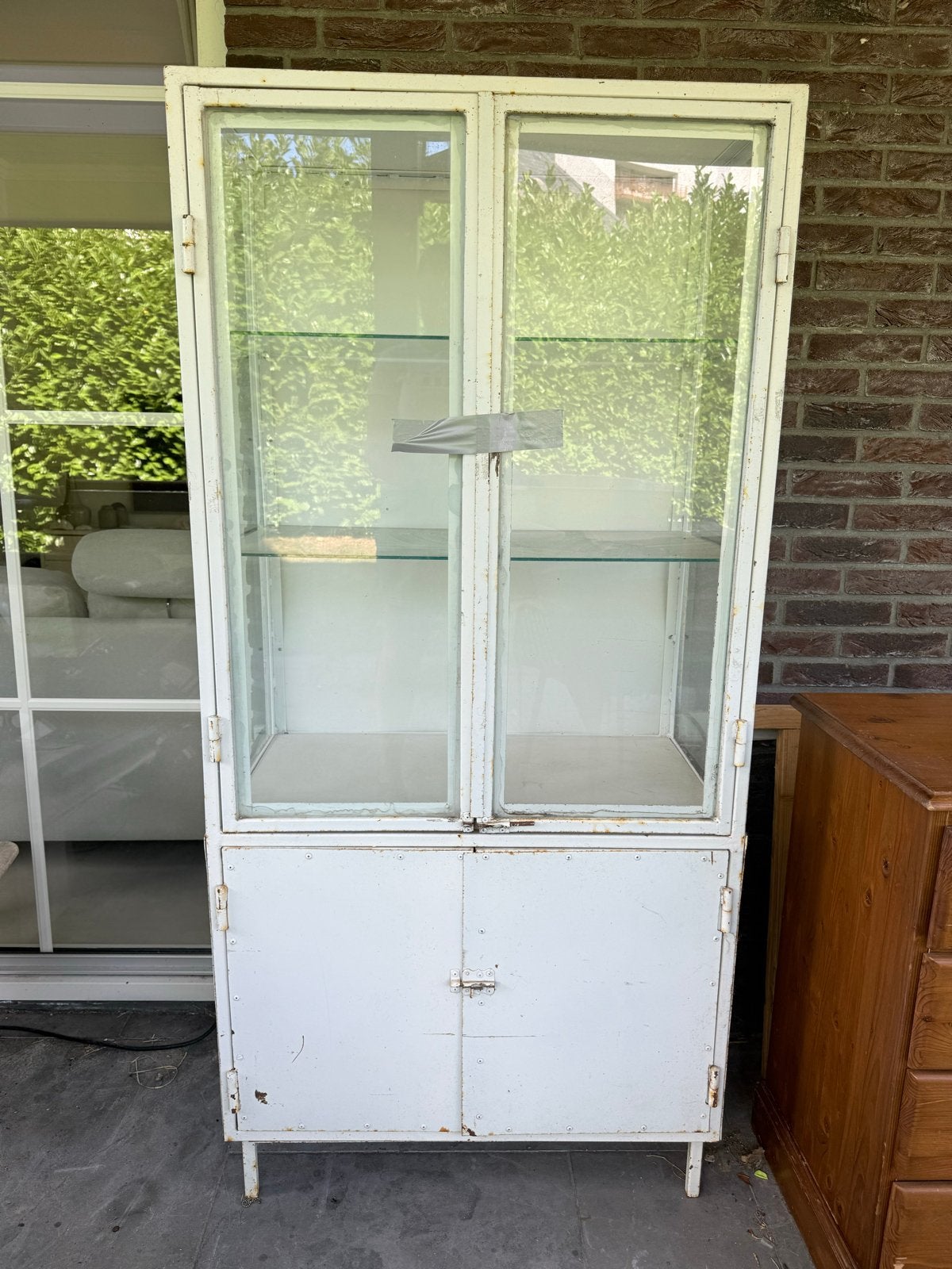 Industriële metalen ziekenhuiskast - Vitrinekast, Huis en Inrichting, Ophalen, Gebruikt, 50 tot 100 cm, Metaal