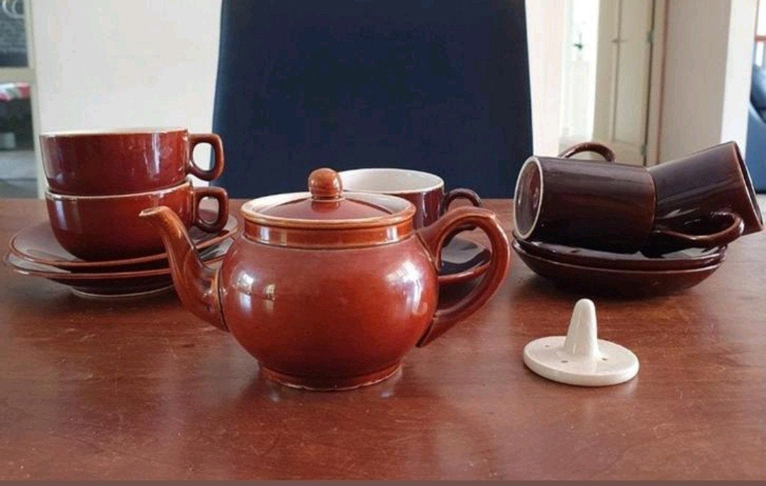 Mokka setje kopjes en potje vintage 🤎, Antiek en Kunst, Ophalen of Verzenden