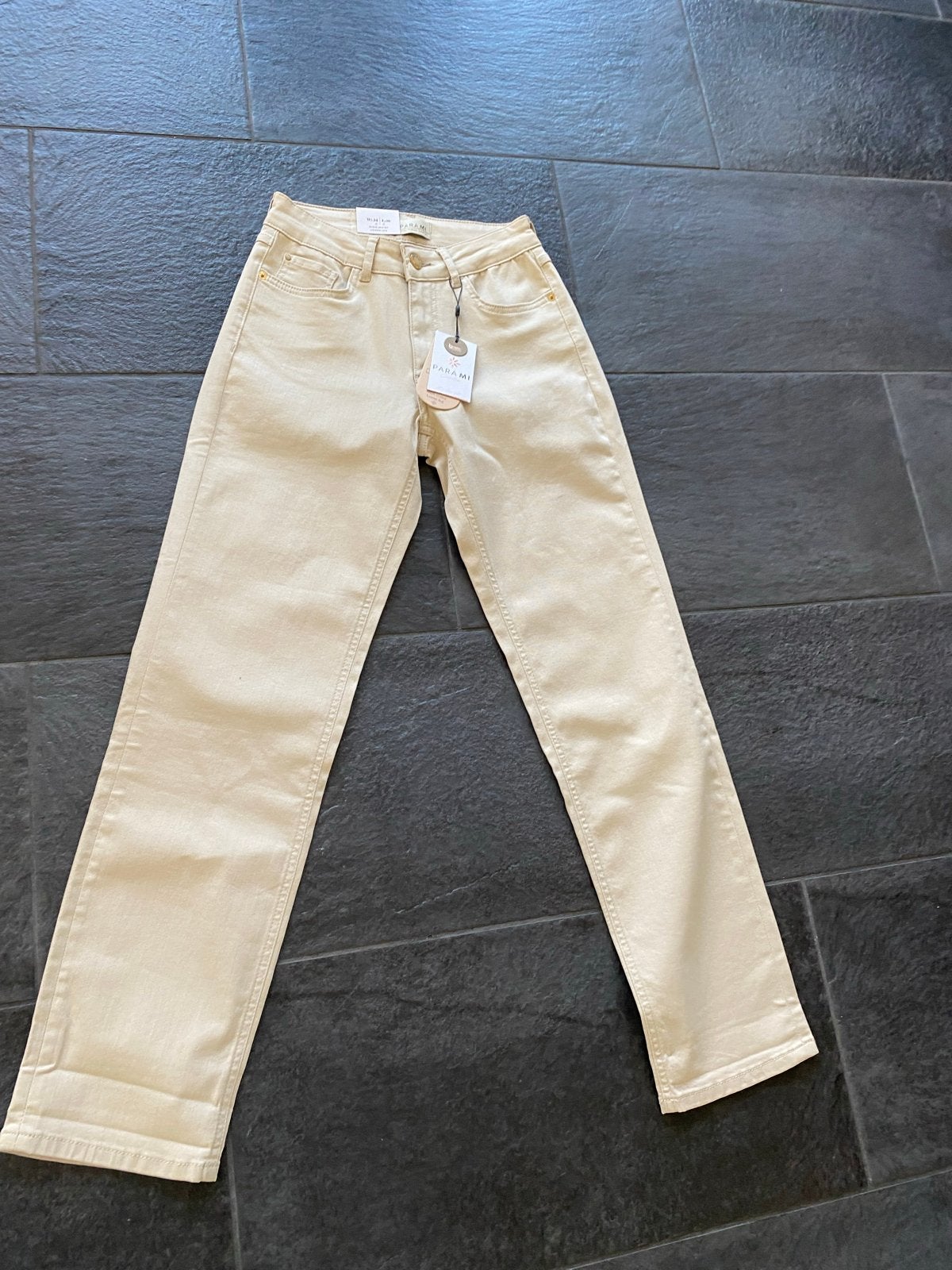 Nieuwe Parami Flare Broek Beige Maat 34/32 met Labels, Kleding | Dames, Beige, Nieuw, Ophalen of Verzenden, Maat 34 (XS) of kleiner