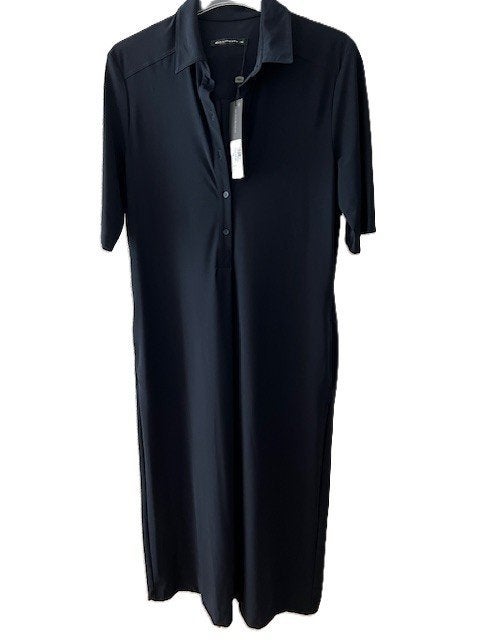 NIEUW Expresso travelstof midi jurk XSOOF donkerblauw 42, Maat 42/44 (L), Nieuw, Onder de knie, Verzenden