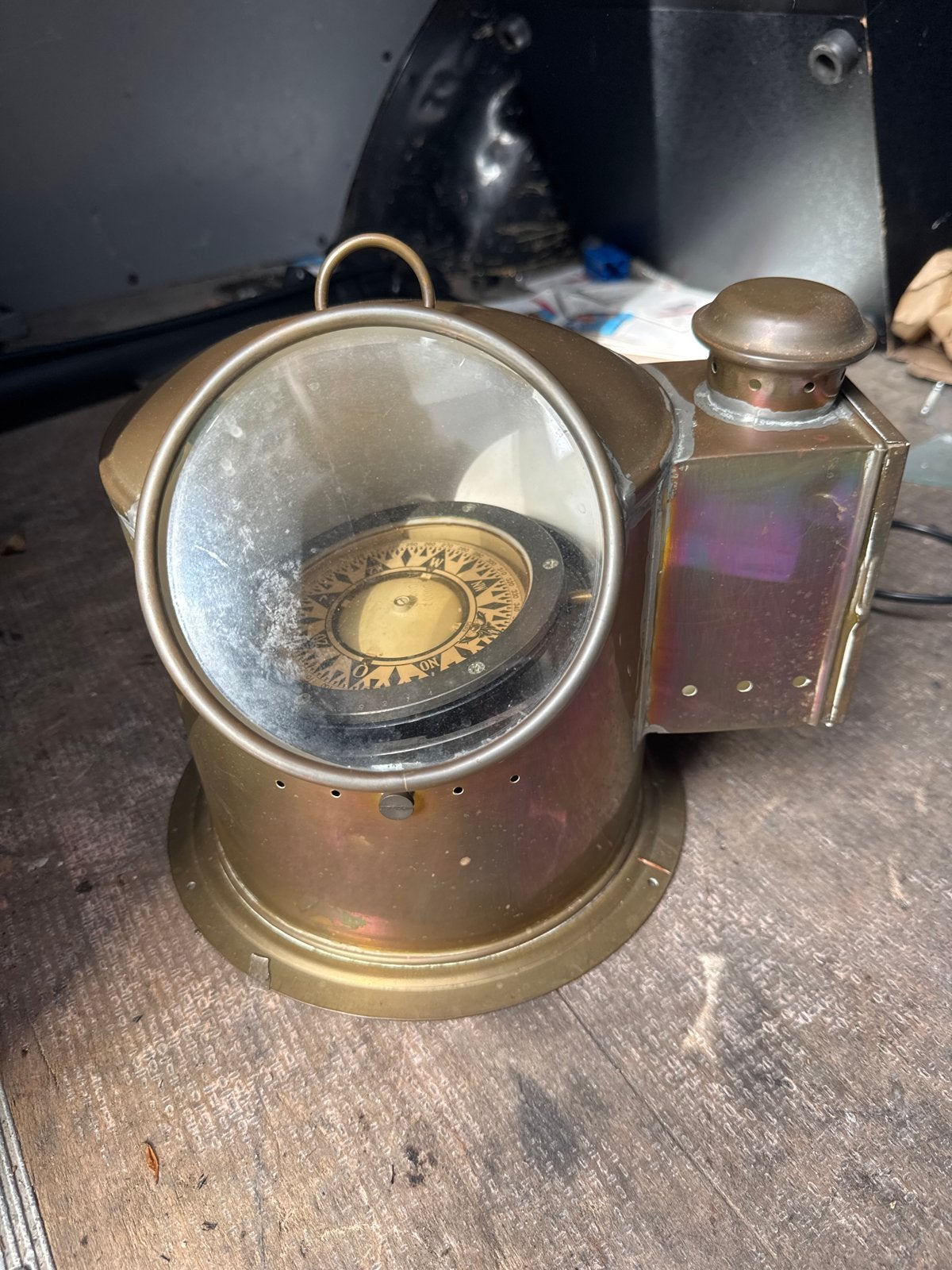 Antiek Messing Scheepskompas met Verlichting, Ophalen of Verzenden