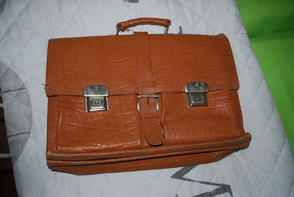 Vintage schooltas, Ophalen, Gebruikt, Minder dan 30 cm, Bruin