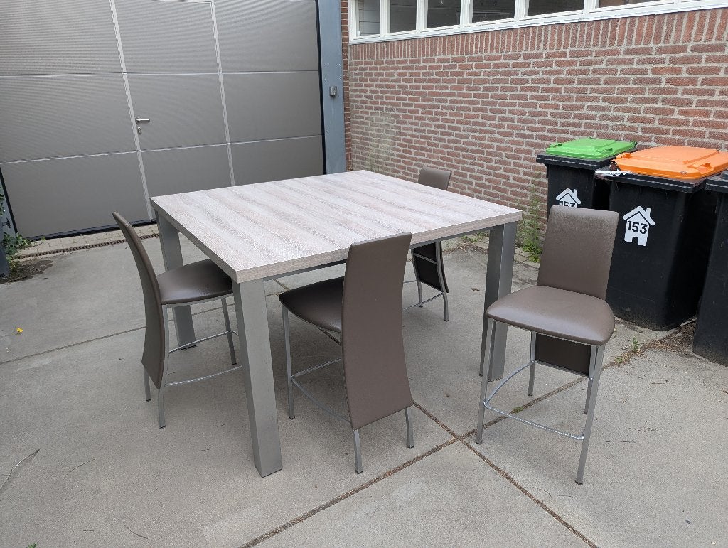 Luxe eettafel inclusief 6 bijpassende stoelen, Huis en Inrichting, Ophalen, Overige materialen, Gebruikt, Vierkant