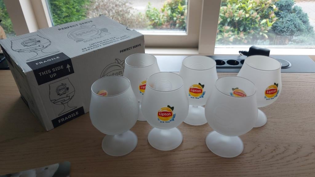 6x Nieuwe Originele Lipton Ice Tea Glazen - Mat Glas, Ophalen of Verzenden