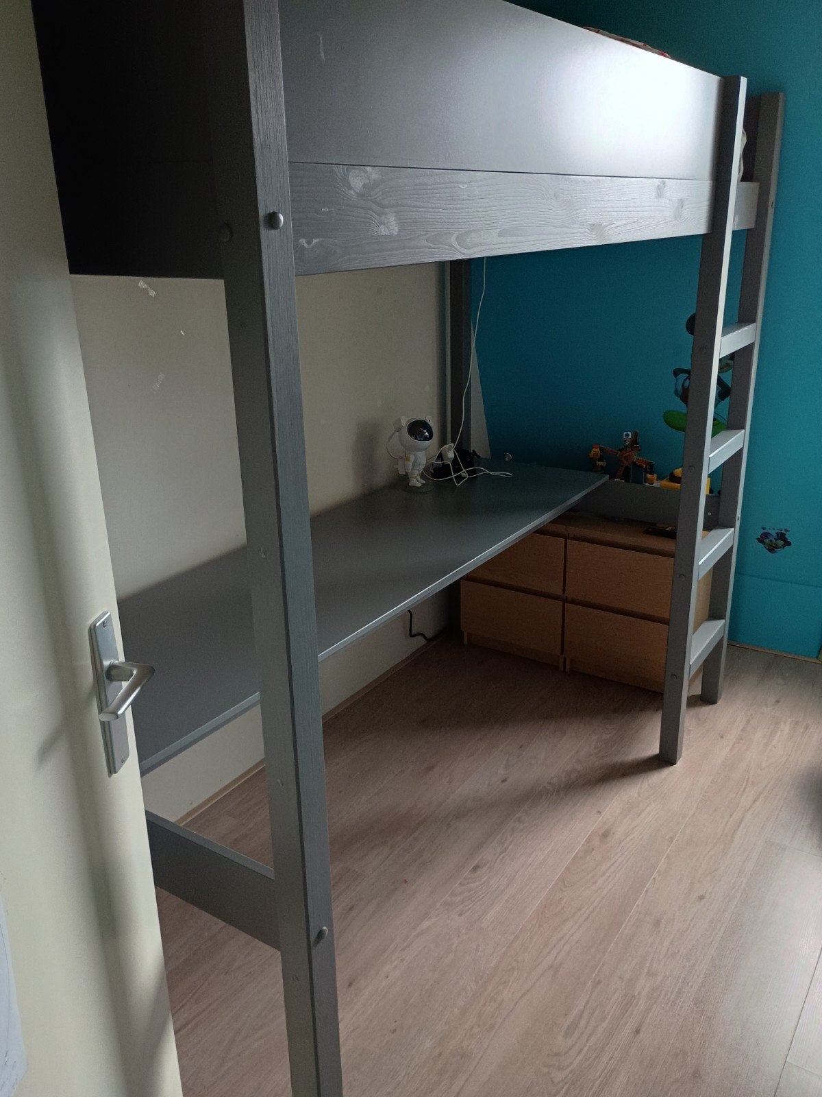 Hoogslaper met bureau en matras, Huis en Inrichting, Slaapkamer | Stapelbedden en Hoogslapers, Ophalen, Gebruikt, Eenpersoons