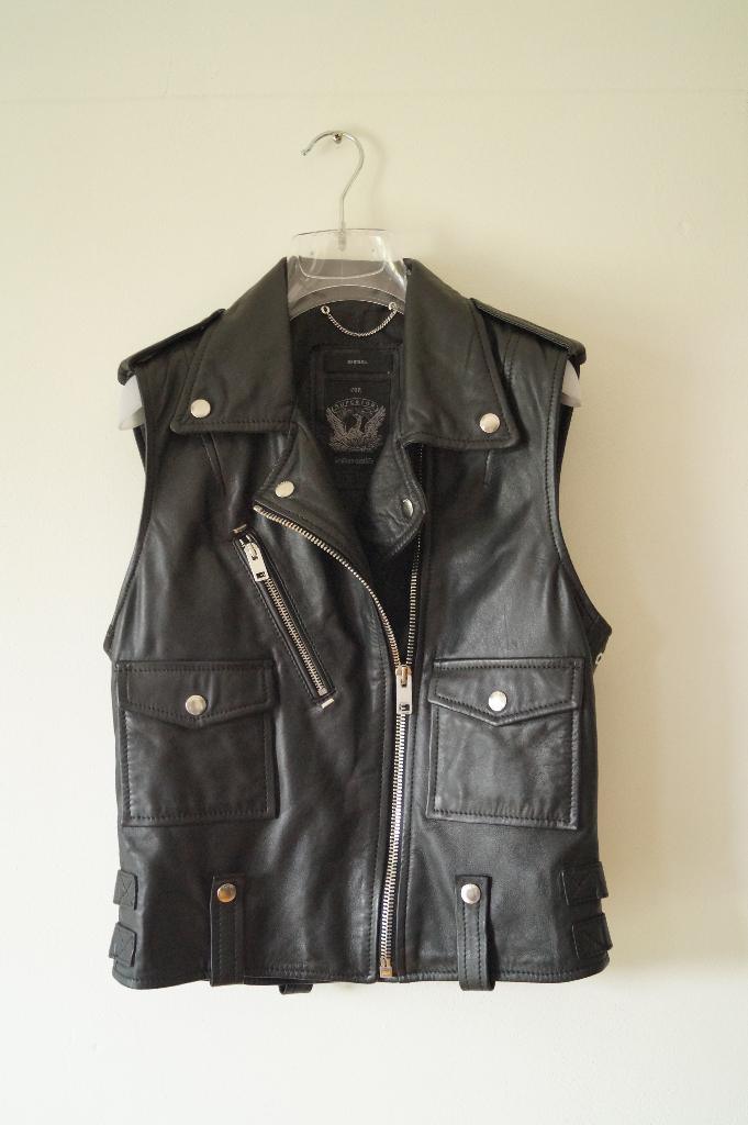 DIESEL Leren Jasje/Gilet Maat 36, Verzenden, Zwart, Zo goed als nieuw, Jasje