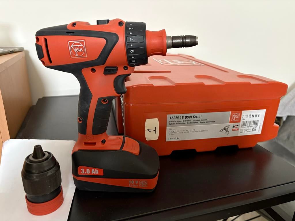Fein Accu Boor-/Schroefmachine ASCM 18 QSW Select, Doe-het-zelf en Verbouw, Ophalen, 600 watt of meer, Variabele snelheid, Zo goed als nieuw
