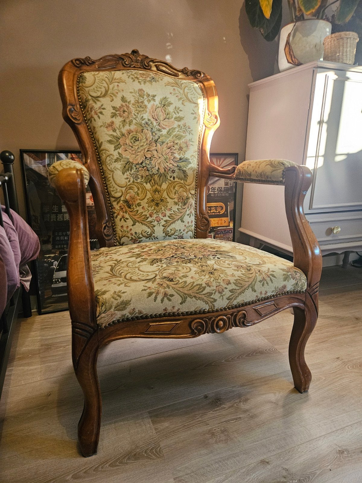 Antieke Louis XV/Philippe fauteuil met gobelin bekleding, Ophalen