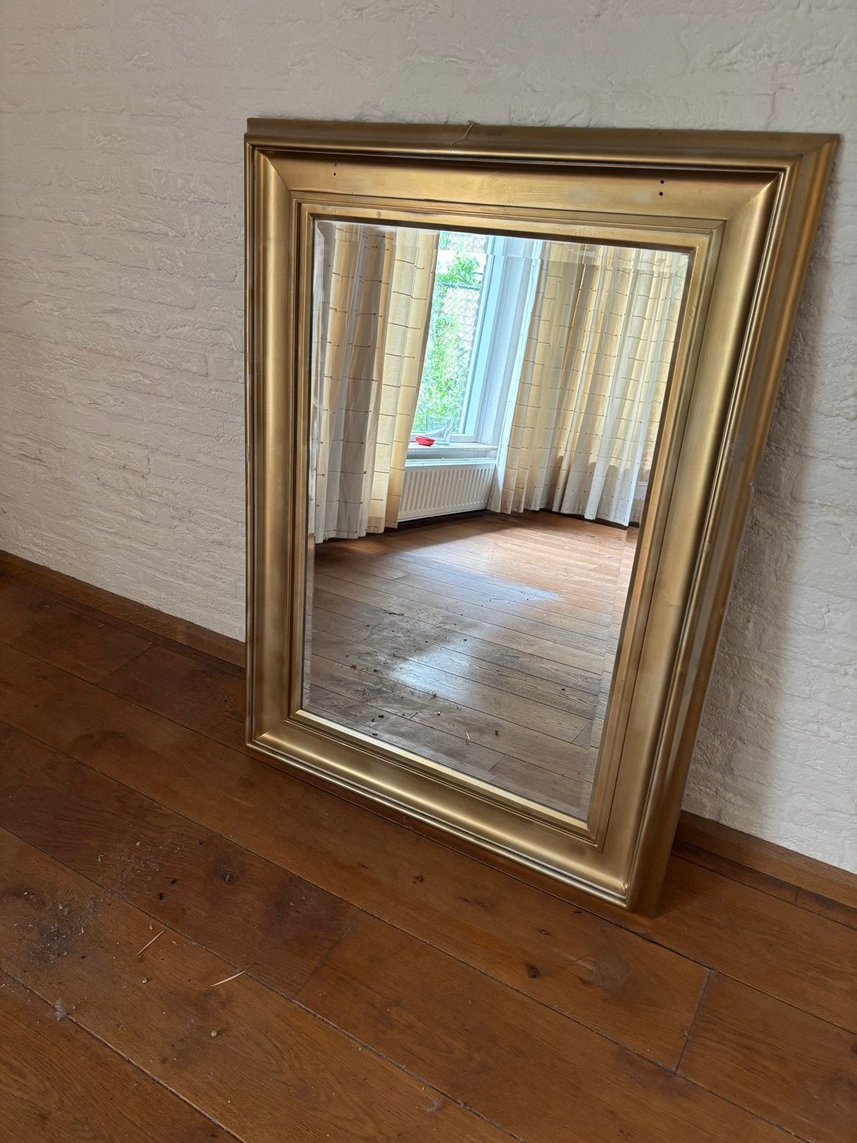 Gouden spiegel 90 x 120 cm, Ophalen, Rechthoekig, 50 tot 100 cm, 100 tot 150 cm