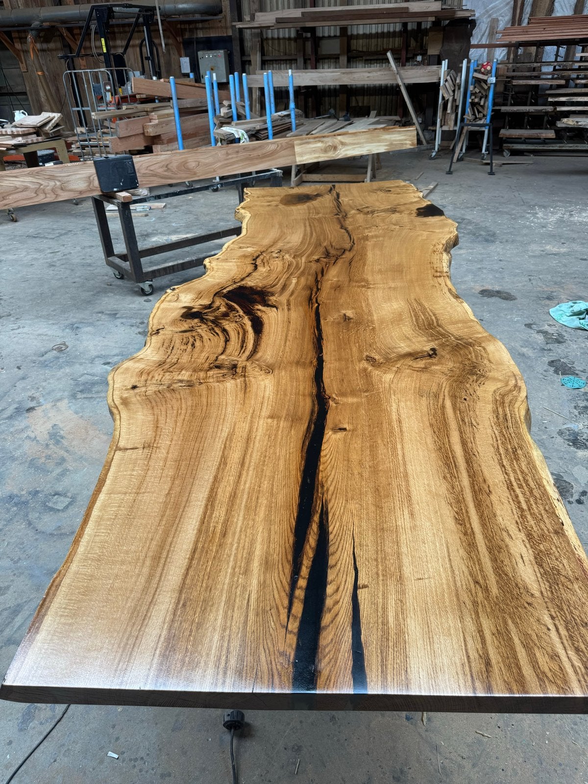 Unieke Nederlandse Eiken Plaat - 420x143cm, Ophalen, Gebruikt, 100 tot 150 cm, Eikenhout